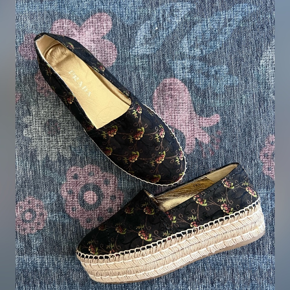 Prada Floral Espadrilles
